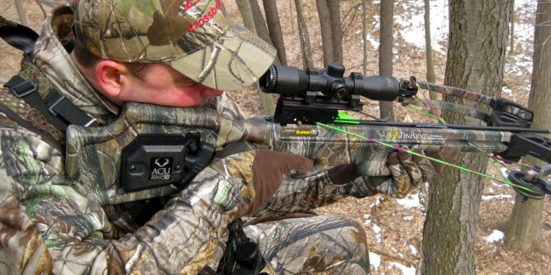 Crossbow Hunting Beginner stalking through woods
